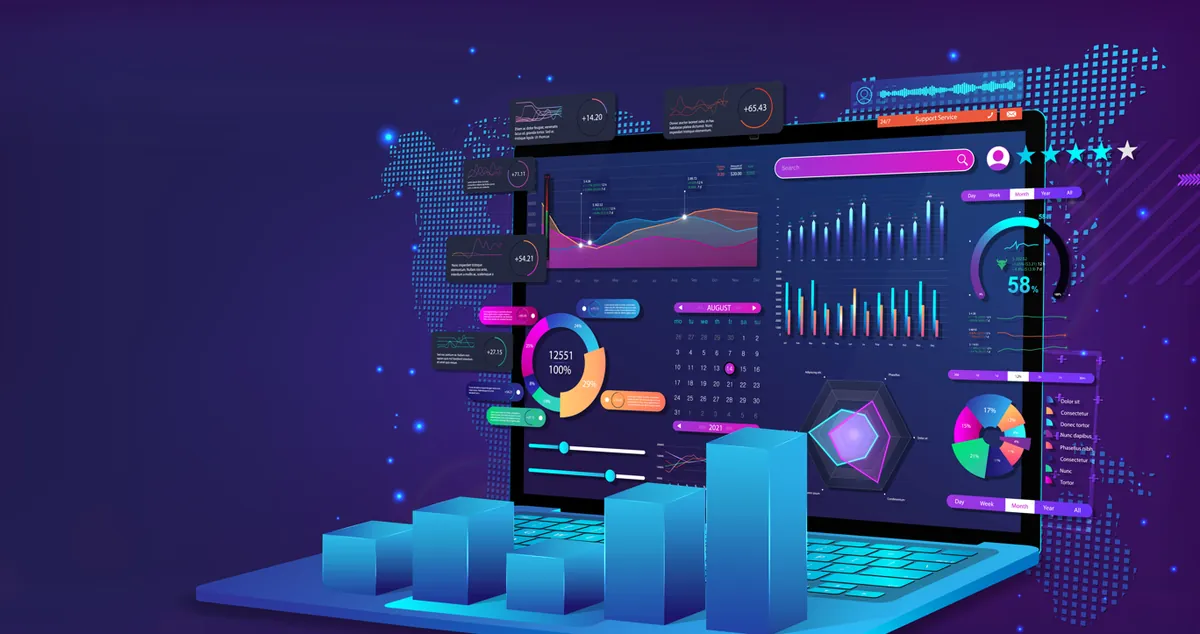 Painel de indicadores desenhado em cores vivas